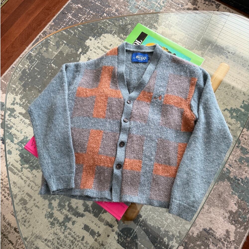 Awake NY Plaid Alpaca Cardigan Sweater